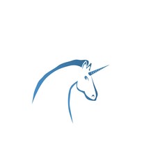 Unicorn Horse Tribal Logo Silhouette. Isolated.