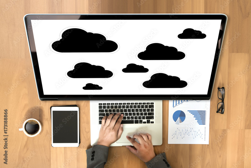 Poster cloud computing diagram network data storage technology service