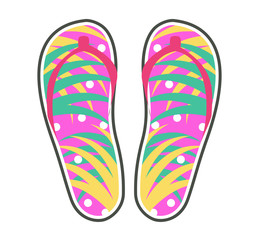 Pair of Colorful Flip-Flops Flat Vector Icon