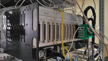Network panel, switch and cable in data center