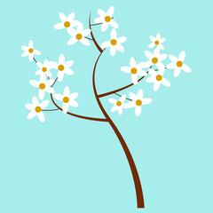 Cartoon Spring Blooming Tree Isolated Illustration