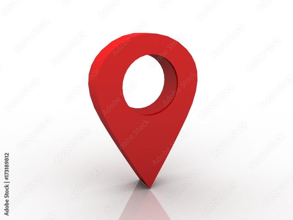 Poster 3d rendering red map pointer