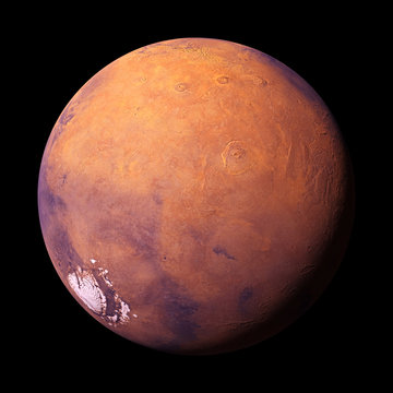 planet Mars, isolated on black background