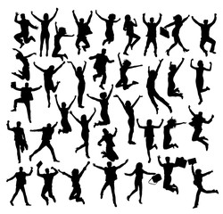 Happy Business and Jump People Silhouettes, art vector design