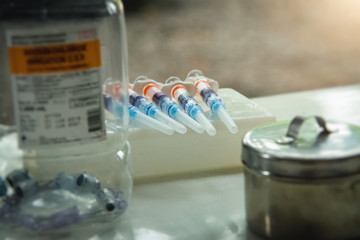 Medical concept with hypodermic syringe.