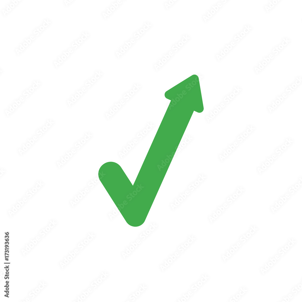 Poster Flat design style vector concept of check mark with arrow pointing up