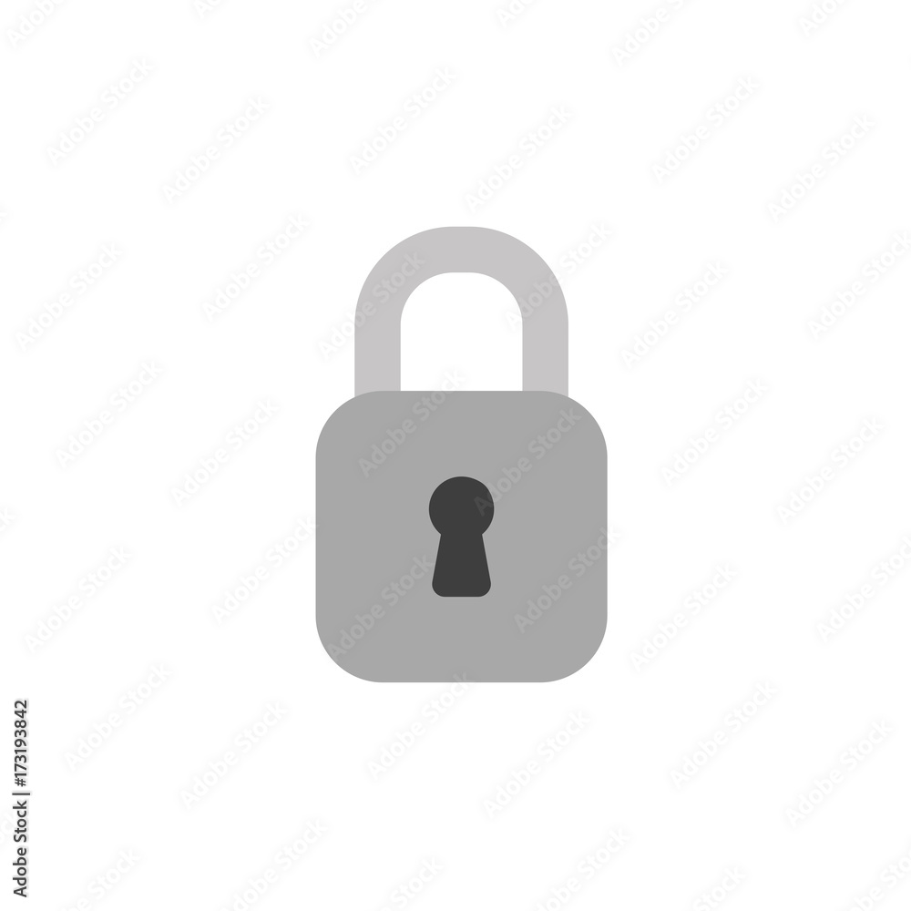 Poster flat design style vector of closed padlock
