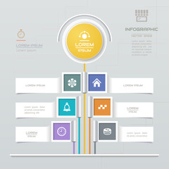 Fototapeta premium Infographics Home design template with business icons, process diagram, vector eps10 illustration