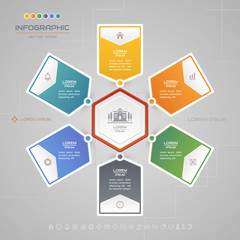 Infographics Hexagon design template with icons, process diagram, vector eps10 illustration