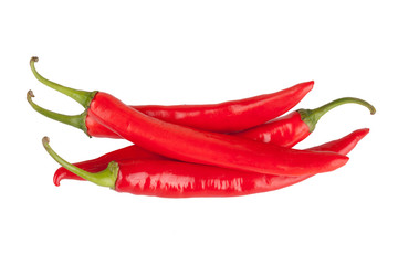 red chili or chilli cayenne pepper isolated on white background