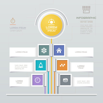 Infographics Home design template with business icons, process diagram, vector eps10 illustration