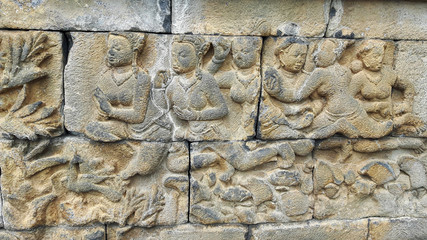 Obraz premium Statues du temple de Borobudur sur l'île de Java, Indonésie