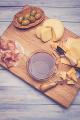 Delicious cheese on the table. cheese board