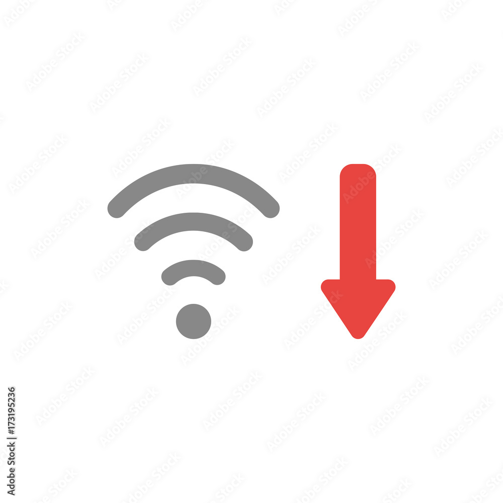 Aufkleber flat design style vector concept of wifi wireless with arrow pointing down