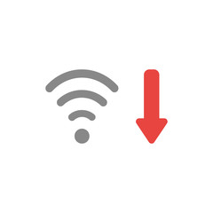 Flat design style vector concept of wifi wireless with arrow pointing down