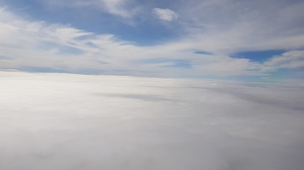 Fototapeta na wymiar sky over window in plane 