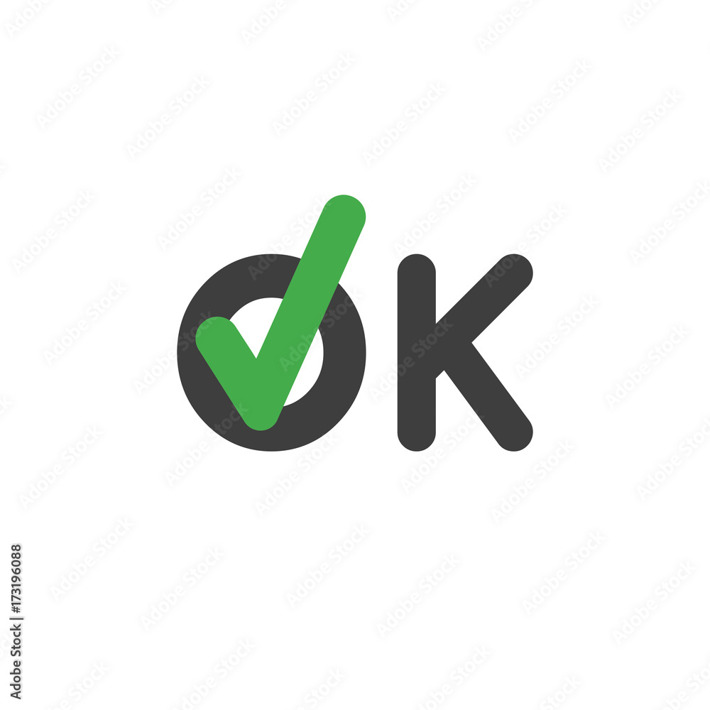 Poster Flat design style vector concept of ok with check mark
