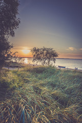 Beautiful sunrise over the beach in Rewa Poland