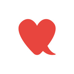 Flat design style vector concept of heart-shaped speech bubble