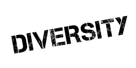 Diversity rubber stamp. Grunge design with dust scratches. Effects can be easily removed for a clean, crisp look. Color is easily changed.