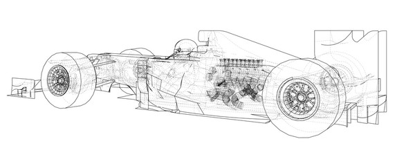 Formula 1. Abstract drawing. Wire-frame. EPS10 format. Vector created of 3d