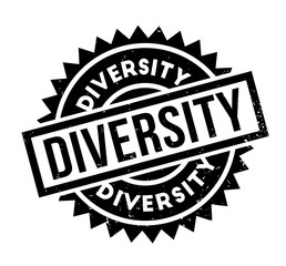 Diversity rubber stamp. Grunge design with dust scratches. Effects can be easily removed for a clean, crisp look. Color is easily changed.
