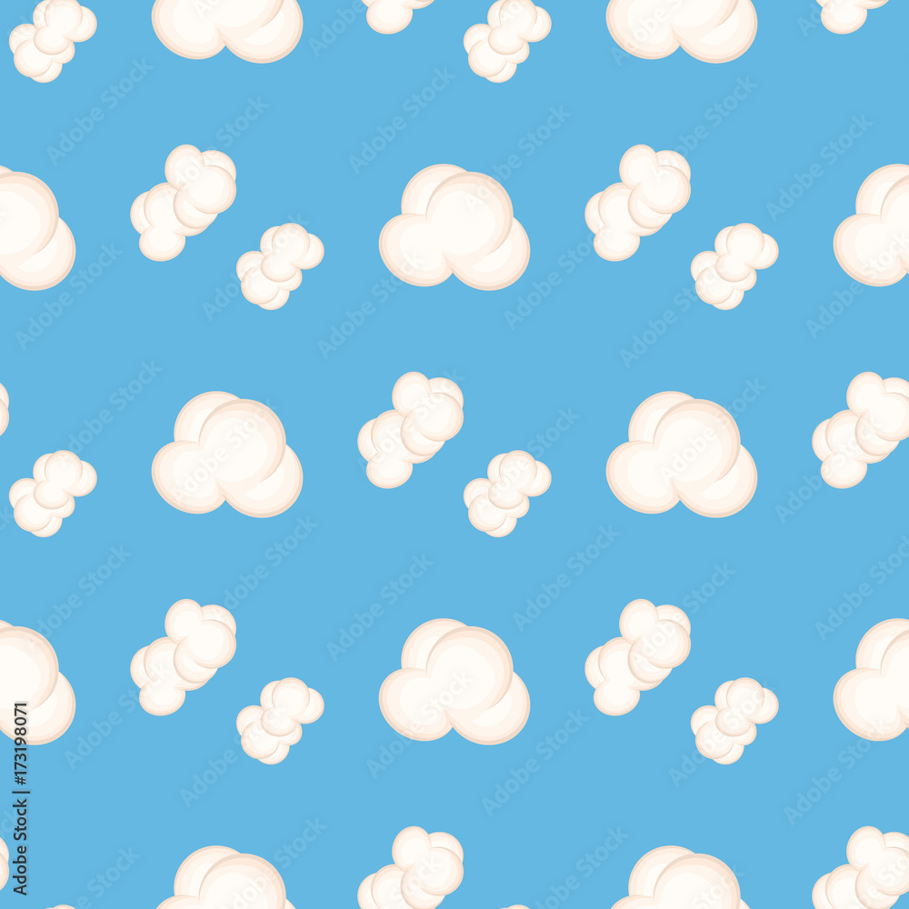 Poster seamless pattern with white clouds isolated vector