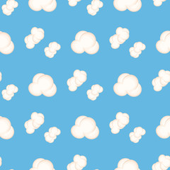 Seamless Pattern with White Clouds Isolated Vector