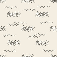 seamless monochrome hand drawn moutain pattern background