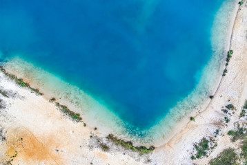 Abstract aerial photo from the corner of a gravel pond