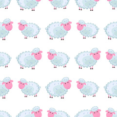 Cute sheep Cartoon Flat Vector Sticker or Icon