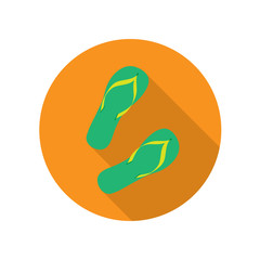 Green Flip Flops Isolated on White Background.