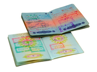 Stamps and visas in passports