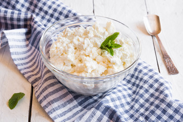 Ricotta in glass bowls