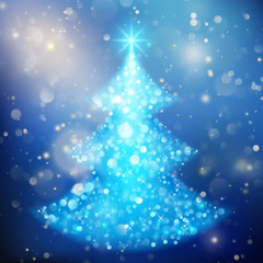 Shiny Christmas Tree. Holiday template. EPS 10 vector