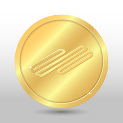 Gold vector signatum coin on a gray background. Virtual currency