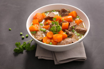 beef with carrot and pea