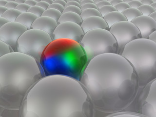 Colored and grey spheres