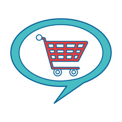 speech bubble with shopping cart isolated icon