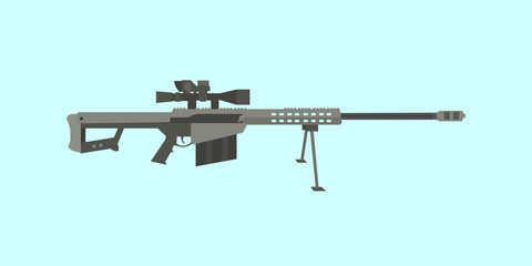 50cal caliber sniper rifle big gun with flat style illustration - obrazy, fototapety, plakaty