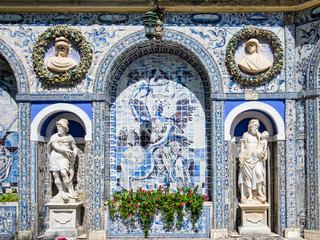 Detail of Mars and Saturn with blue tiles decoration