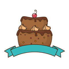 delicious cake with cherry