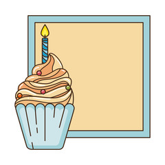 delicious cupcake with candle frame