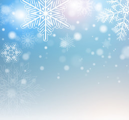 Fototapeta na wymiar Christmas background with snowflakes, winter vector illustration
