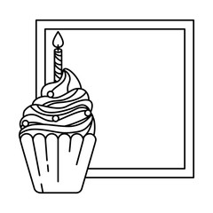 delicious cupcake with candle frame