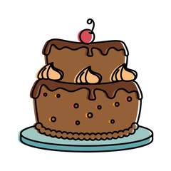 delicious cake with cherry