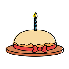 delicious pudding with candle bakery product