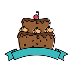 delicious cake with cherry