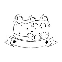 delicious cake with ribbon