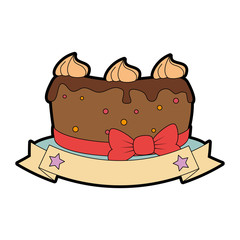 delicious cake with ribbon